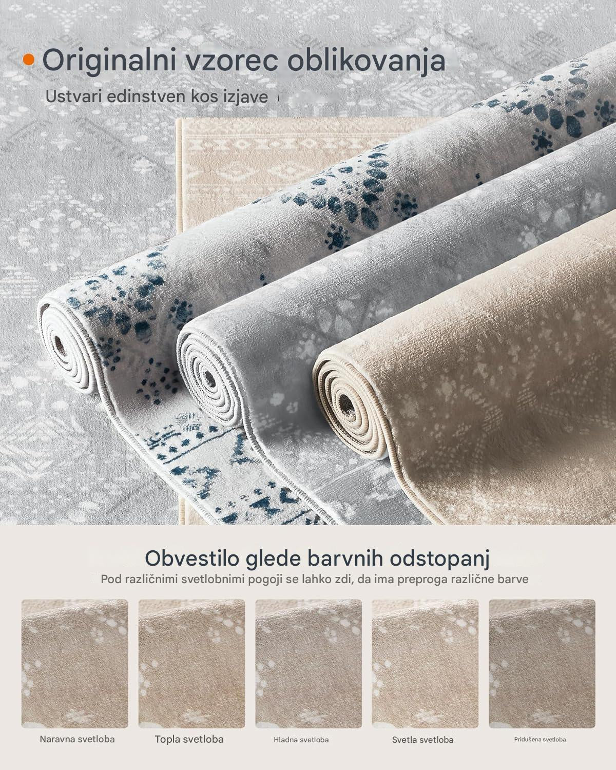 SONGMICS HOME Nedrseča preproga v barvi kapučina