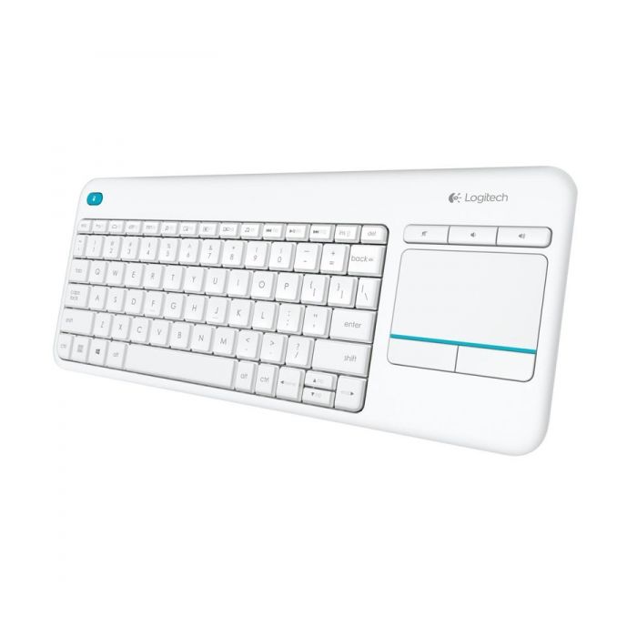 Brezžična tipkovnica Logitech K400 Plus Wireless Touch bela (Unifying, SLO gravura)