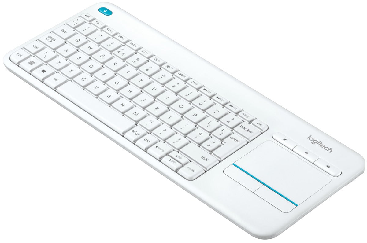 Brezžična tipkovnica Logitech K400 Plus Wireless Touch bela (Unifying, SLO gravura)