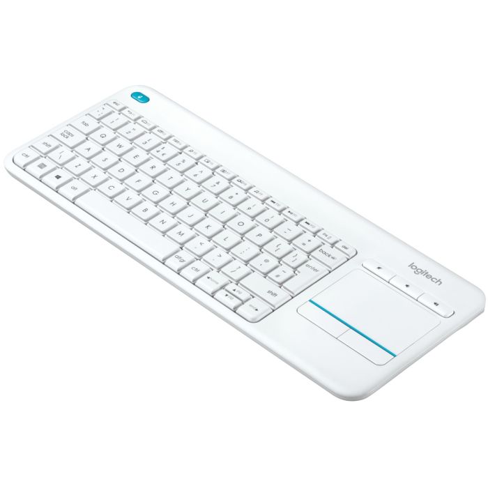 Brezžična tipkovnica Logitech K400 Plus Wireless Touch bela (Unifying, SLO gravura)