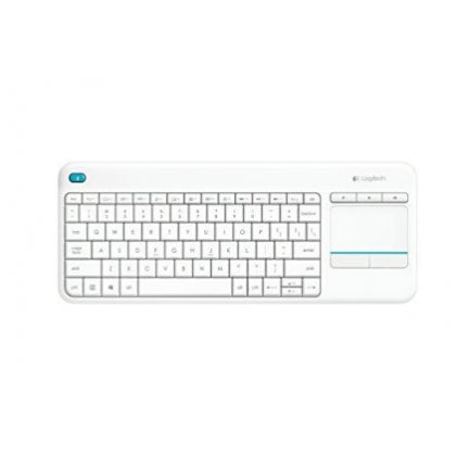 Brezžična tipkovnica Logitech K400 Plus Wireless Touch bela (Unifying, SLO gravura)