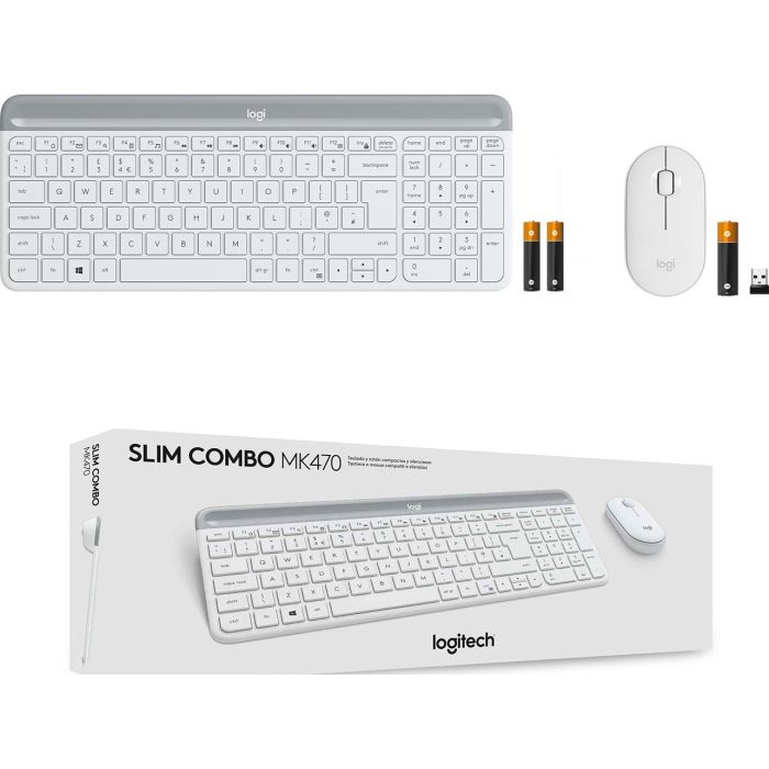 Logitech Slim Wireless Combo MK470, grafitna SLO bela