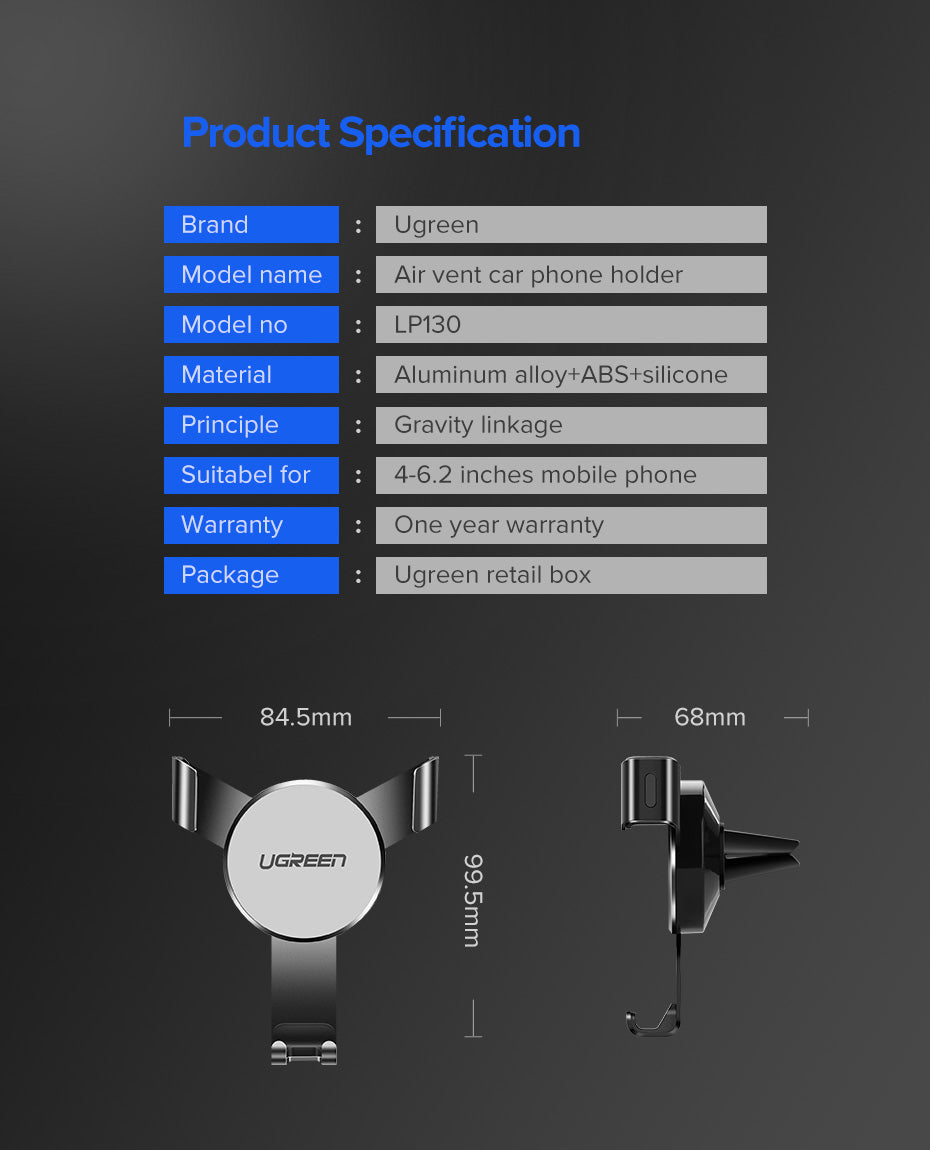 Ugreen avtomobilski nosilec Gravity - box 40907