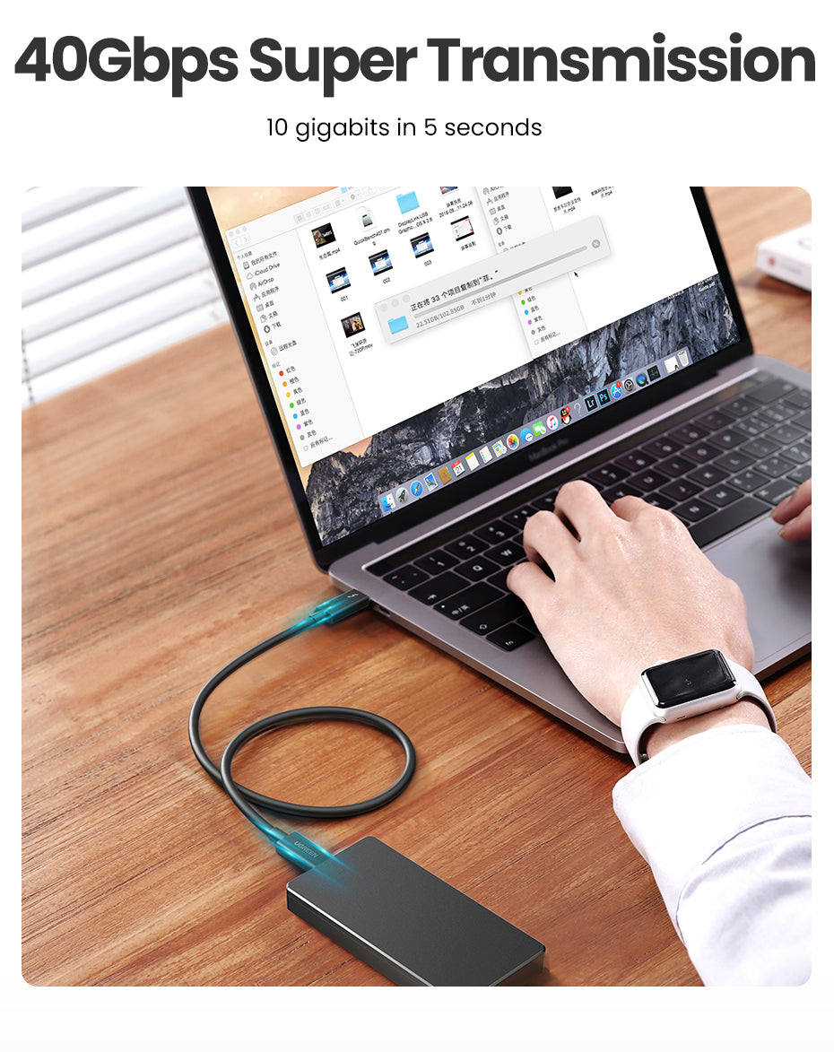 Ugreen 100W Thunderbolt 4 USB-C 8K kabel 2M