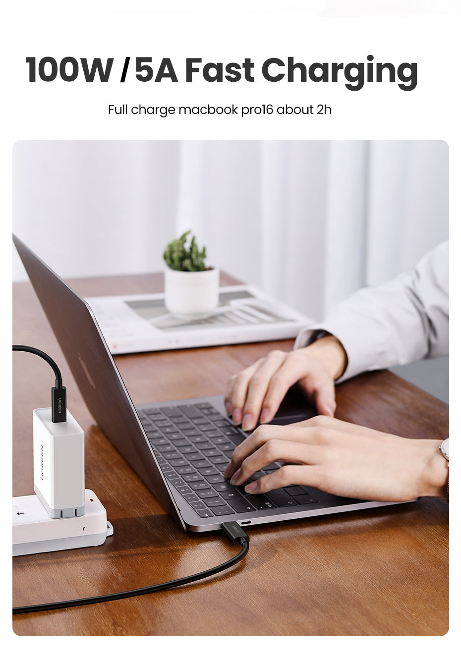 Ugreen 100W Thunderbolt 4 USB-C 8K kabel 2M