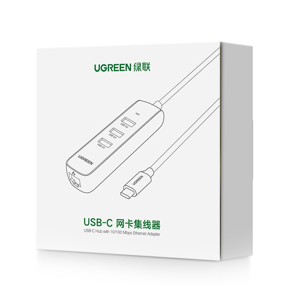 Ugreen adapter USB-C 3.0 na Ethernet + 3 vrata USB HUB