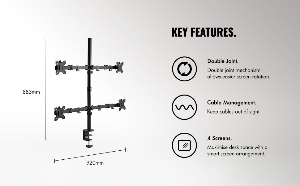 VonHaus namizni nosilec za 4 monitorje do 32''