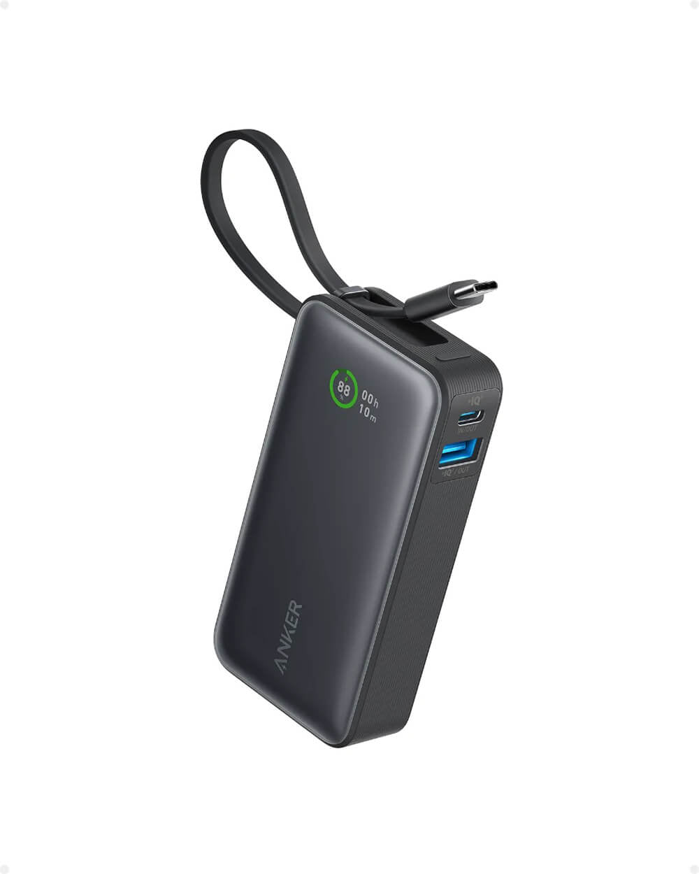 Anker 545 Nano powerbank 10K z vgrajenim kablom USB-C, črn