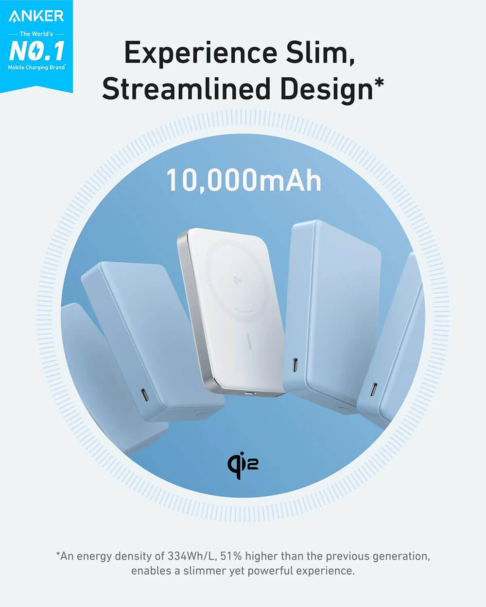 Anker MagGo 10K Slim brezžični powerbank, bel