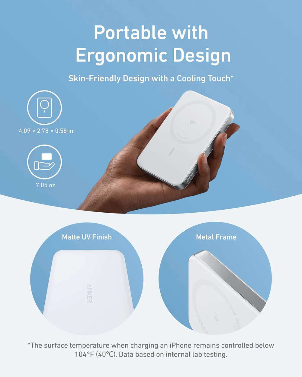 Anker MagGo 10K Slim brezžični powerbank, bel