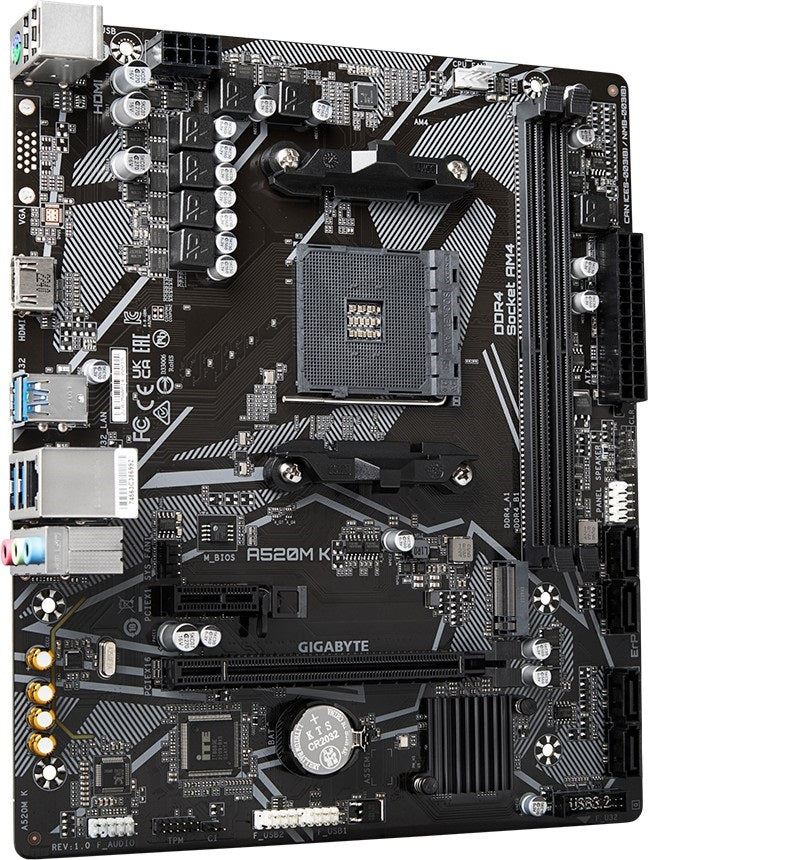 GIGABYTE A520M K, DDR4, SATA3, USB3.2Gen1, HDMI, AM4 mATX