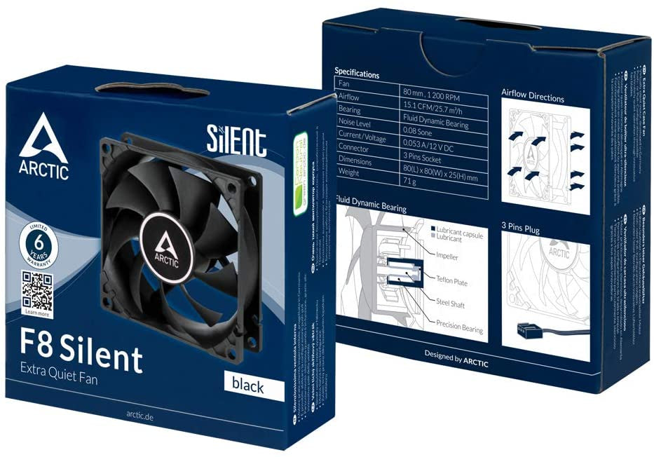 ARCTIC F8 Silent 80mm 3-pin ventilator