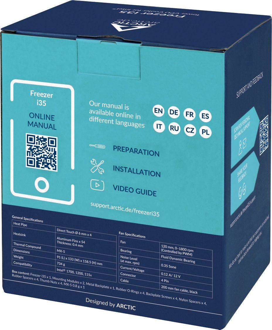 ARCTIC Freezer i35, hladilnik za desktop procesorje INTEL