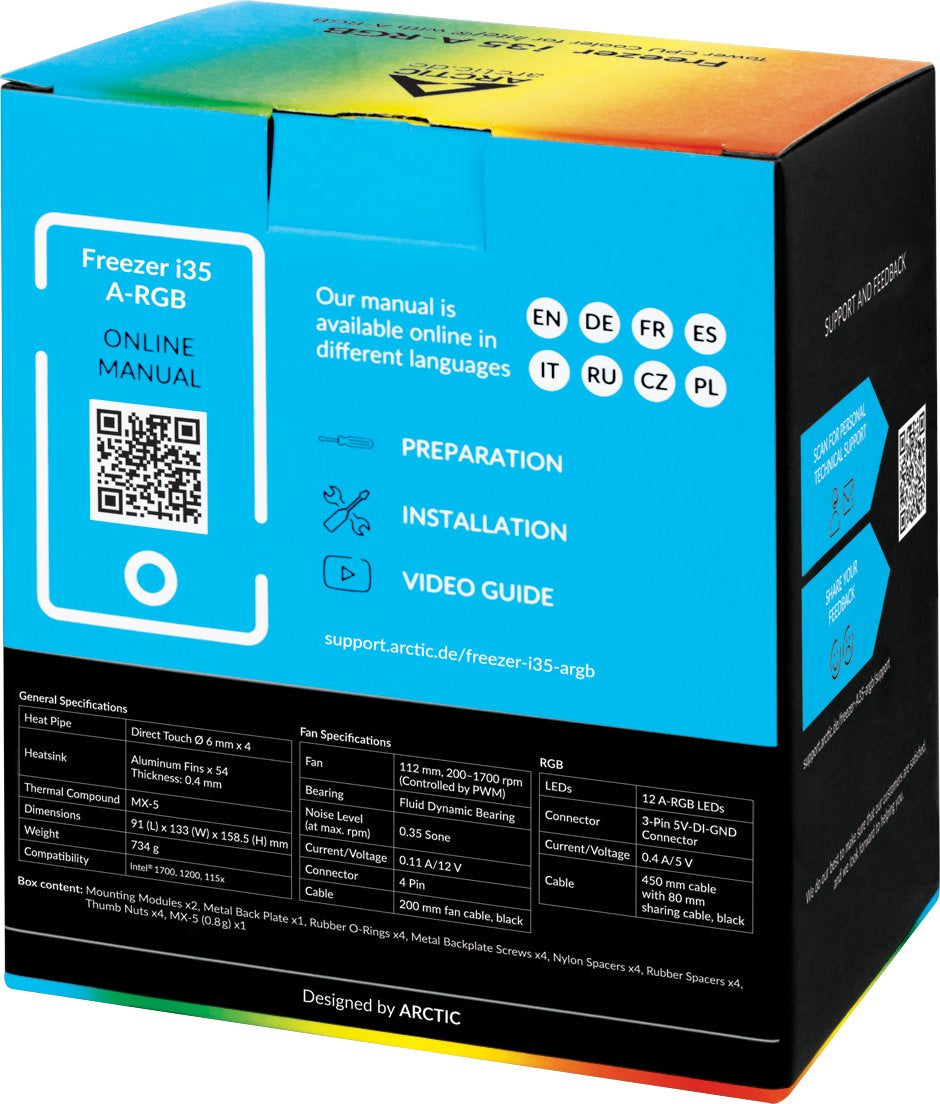 ARCTIC Freezer i35 A-RGB, hladilnik za desktop procesorje INTEL