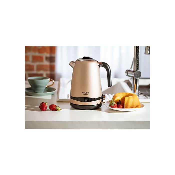 Adler grelnik vode 1,7L z LCD zaslonom/nastavitev temperature šampanjec barva AD1295