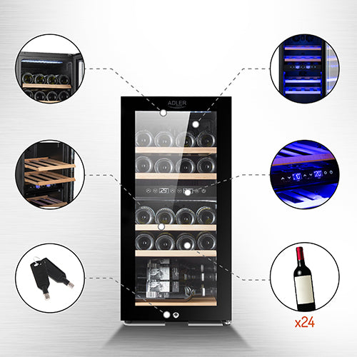 Adler vitrina za vino 60L dvojna hladilna cona AD8080