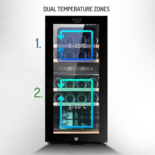 Adler vitrina za vino 60L dvojna hladilna cona AD8080