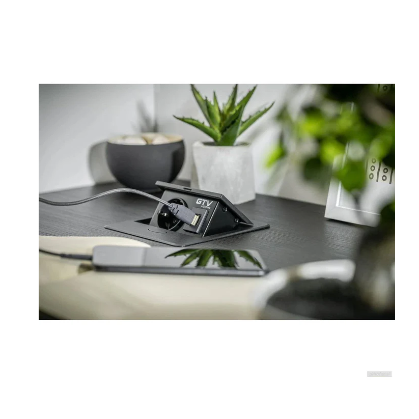 GTV vgradna vtičnica AVARO 1x230V + 2xUSB-A