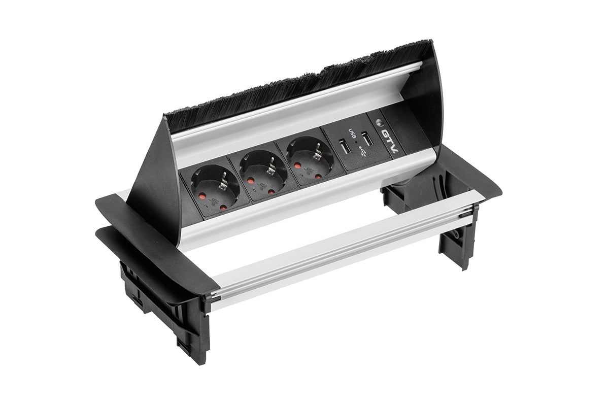 GTV vgradna vtičnica za pisarne 3x 230V + 2x USB