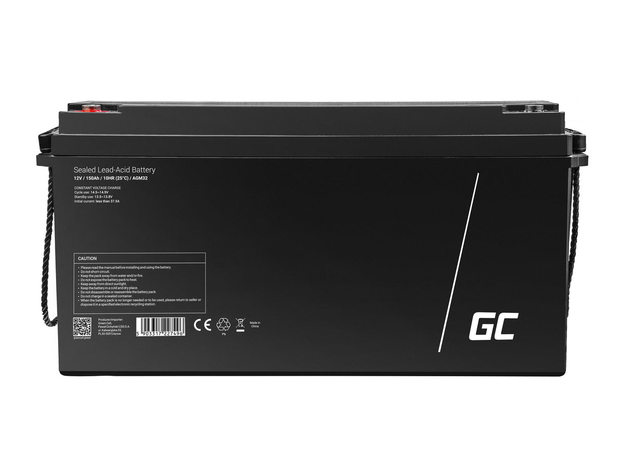 Green Cell AGM VRLA 12V 200Ah brez vzdrževanja Baterija za kamperje, fotovolatiko, sončne celice, čolne