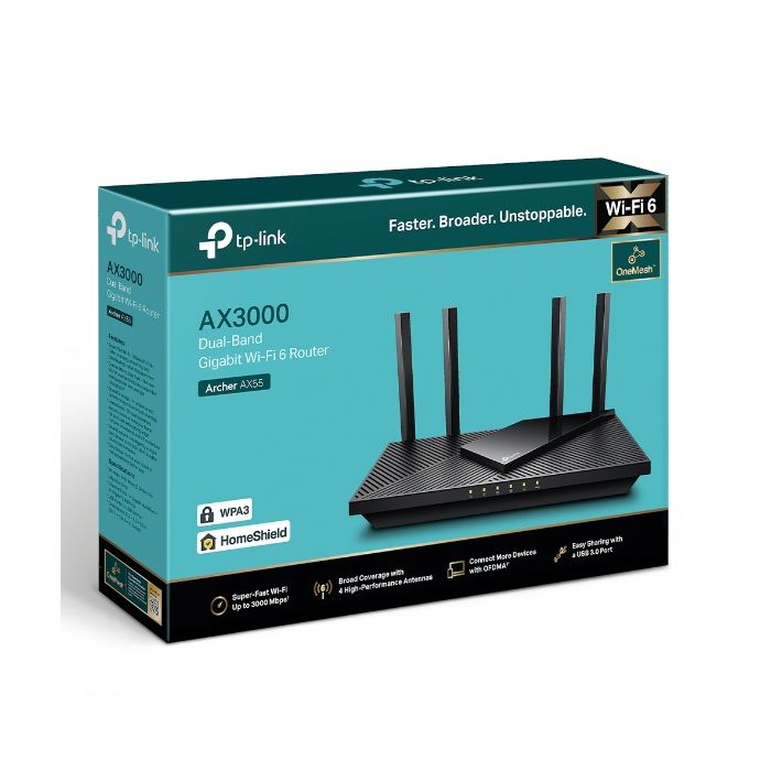 TP-LINK usmerjevalnik Archer AX55 AX3000 Dual Band Gigabit usmerjevalnik Wi-Fi 6
