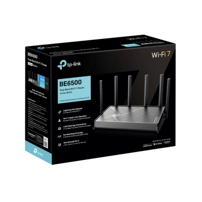 TP-LINK BE6500 Dual-Band Wi-Fi 7 5764+688 Mbps usmerjevalnik, 2.5 Gbps LAN, USB 3.0