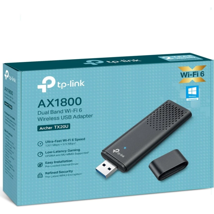 TP-LINK Archer TX20U AX1800 Wi-Fi 6 USB 3.0 brezžični mrežni adapter