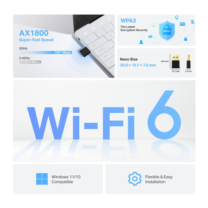 TP-LINK AX1800 Wi-Fi 6 Nano brezžična USB mrežna kartica