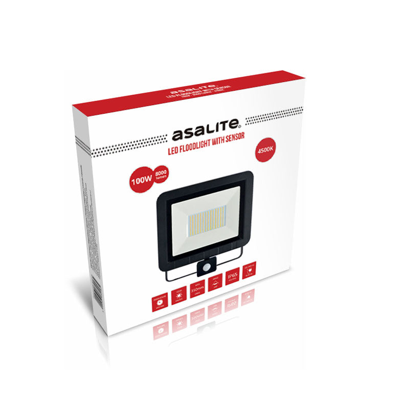 ASALITE LED reflektor 100W 4500K, 8000Lm + senzor