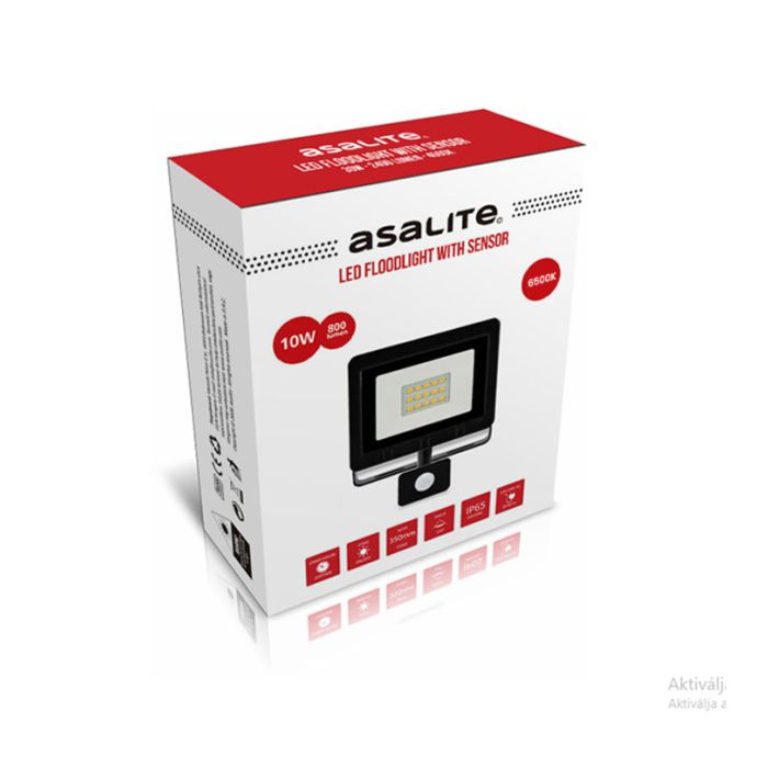 ASALITE LED reflektor 10W 6500K, 800Lm + senzor