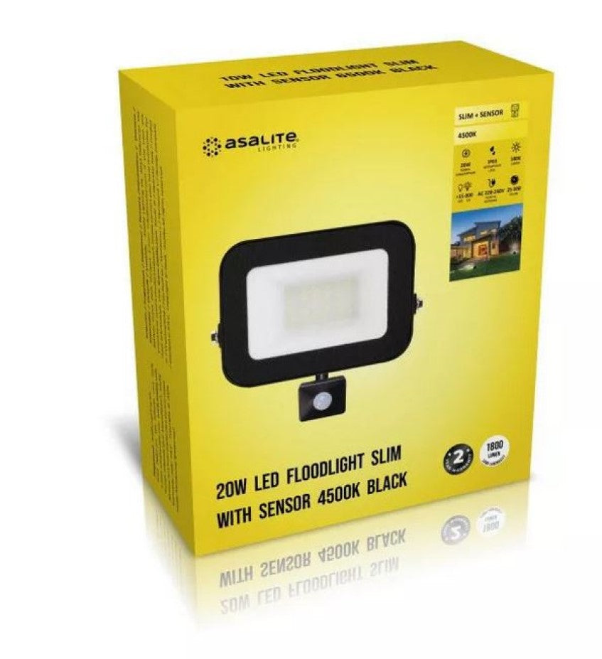 Asalite LED reflektor s tanko površino 20W 4500K (1800 lumnov) + senzor