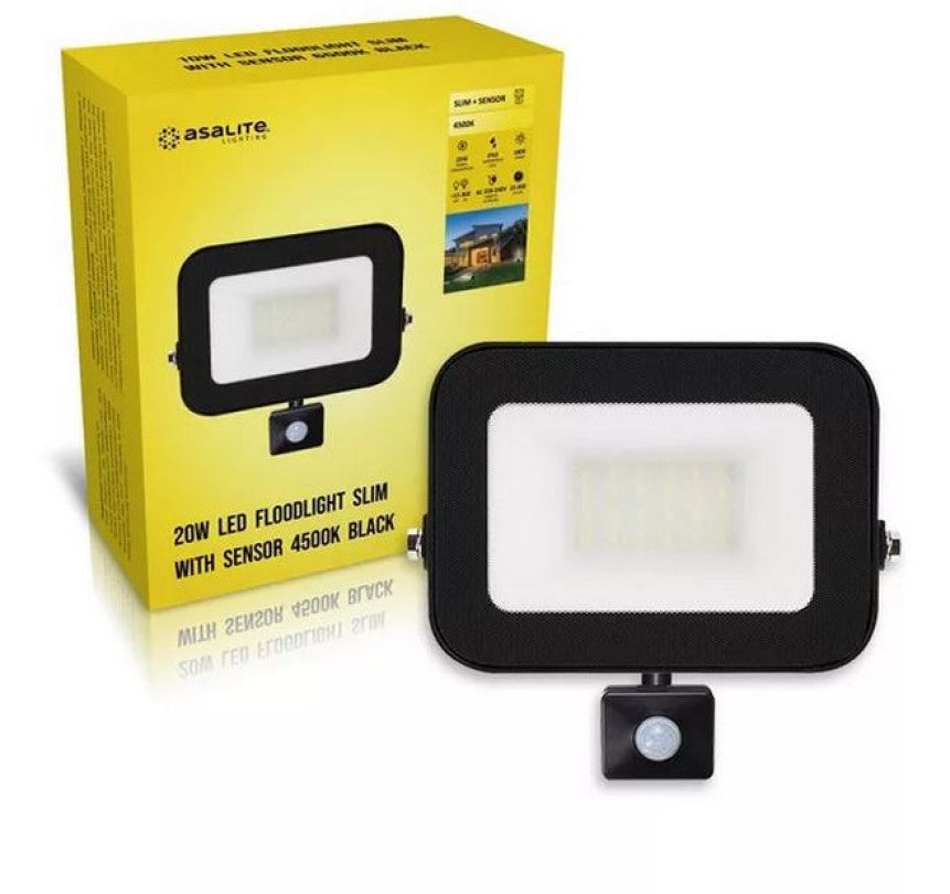 Asalite LED reflektor s tanko površino 20W 4500K (1800 lumnov) + senzor