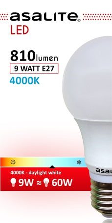 ASALITE LED sijalka E27 9W 4000K 810lm