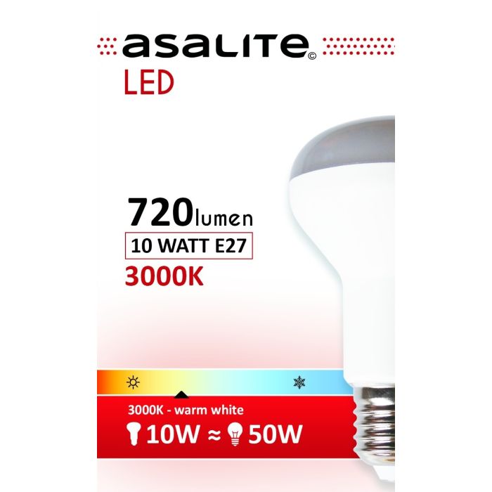 ASALITE LED sijalka E27 R63 10W 3000K 720lm