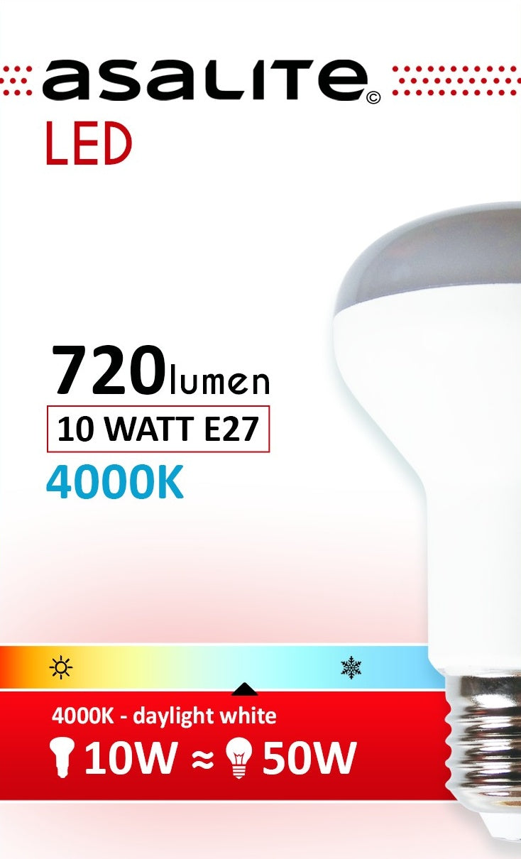 ASALITE LED sijalka E27 R63 10W 4000K 720lm