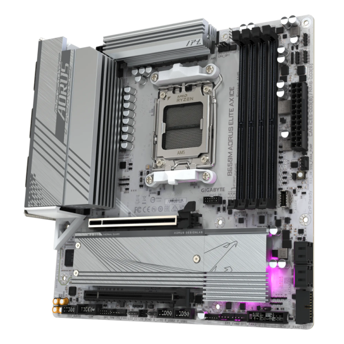 GIGABYTE B650M AORUS ELITE AX ICE, DDR5, SATA3, USB3.2Gen2x2, DP, 2.5GbE, WiFi 6E, AM5 mATX