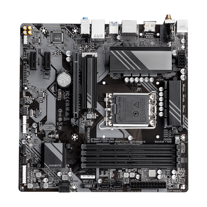 GIGABYTE B760M DS3H AX, DDR5, SATA3, USB3.2Gen2, DP, WiFi 6E, LGA1700 mATX