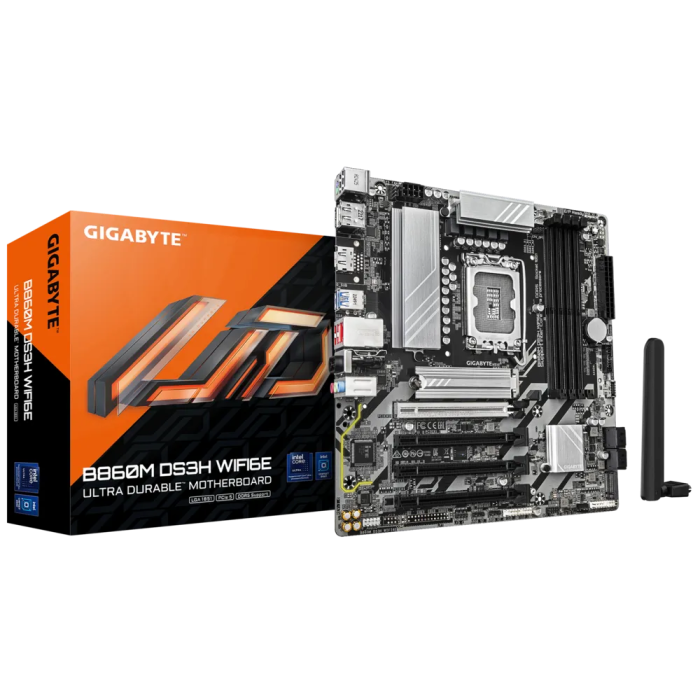 GIGABYTE B860M DS3H WIFI6E, DDR5, SATA3, USB3.2Gen2, DP, WiFi 6E, LGA1851 mATX