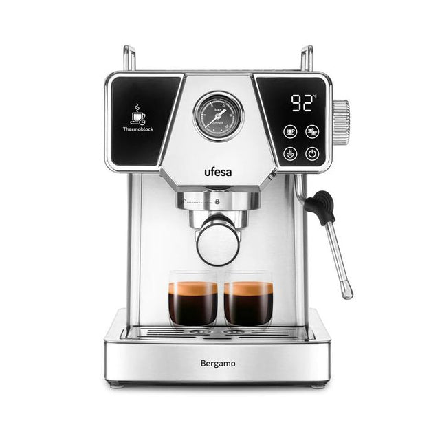 Ufesa UFESA Bergamo espresso aparat za mleti kavni prah, 20 barov pritiska, z manometrom, Thermoblock ogrevanjem in penilcem mleka