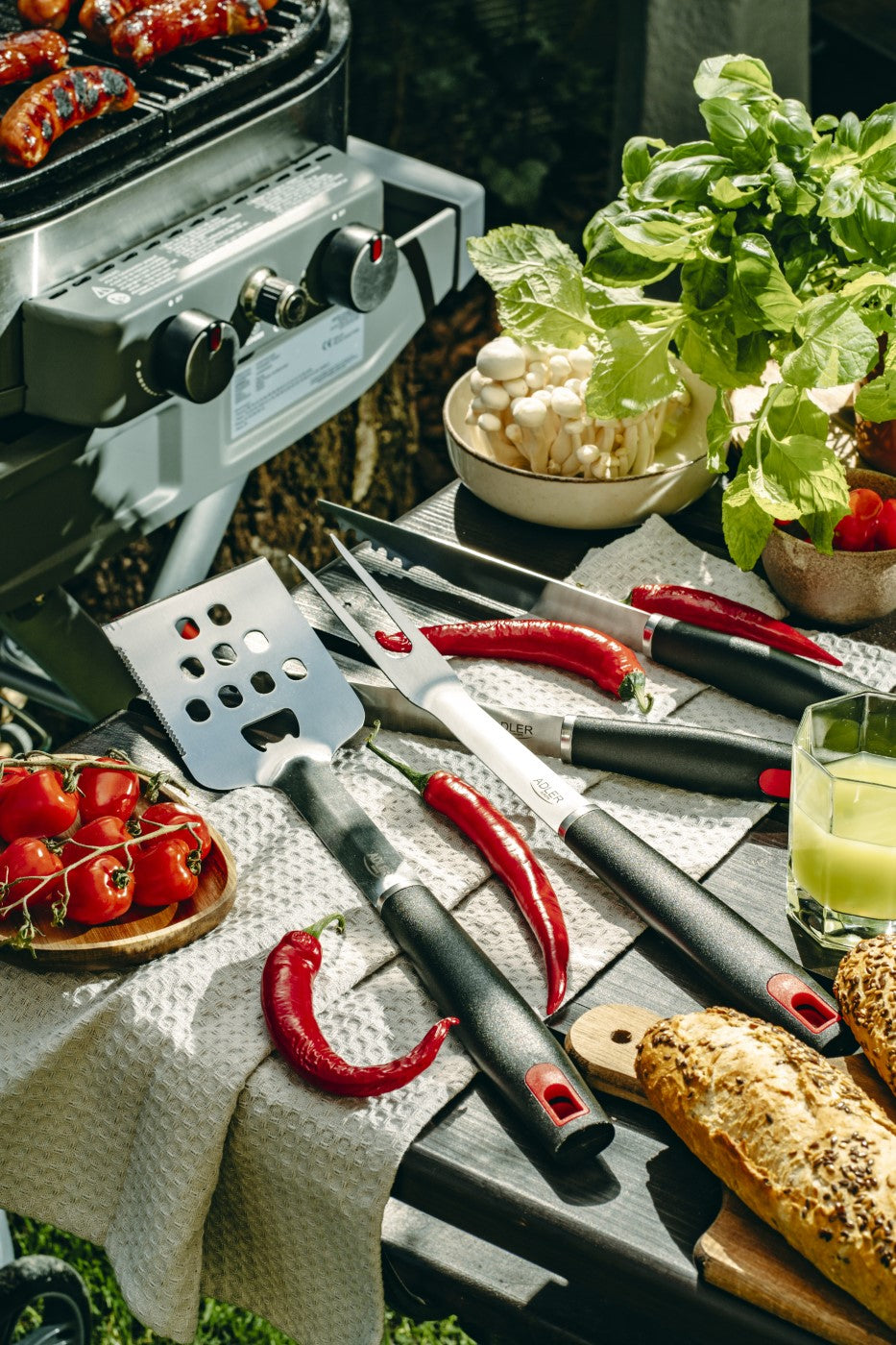 Adler Set žar pripomočkov – nerjaveče jeklo s prenosnim etuijem