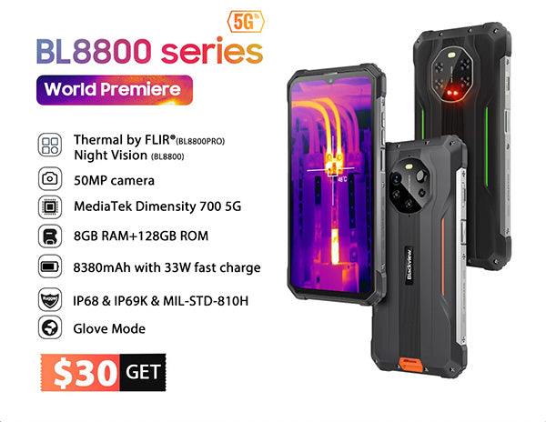 Blackview pametni robustni telefon BL8800 8GB+128GB, črn