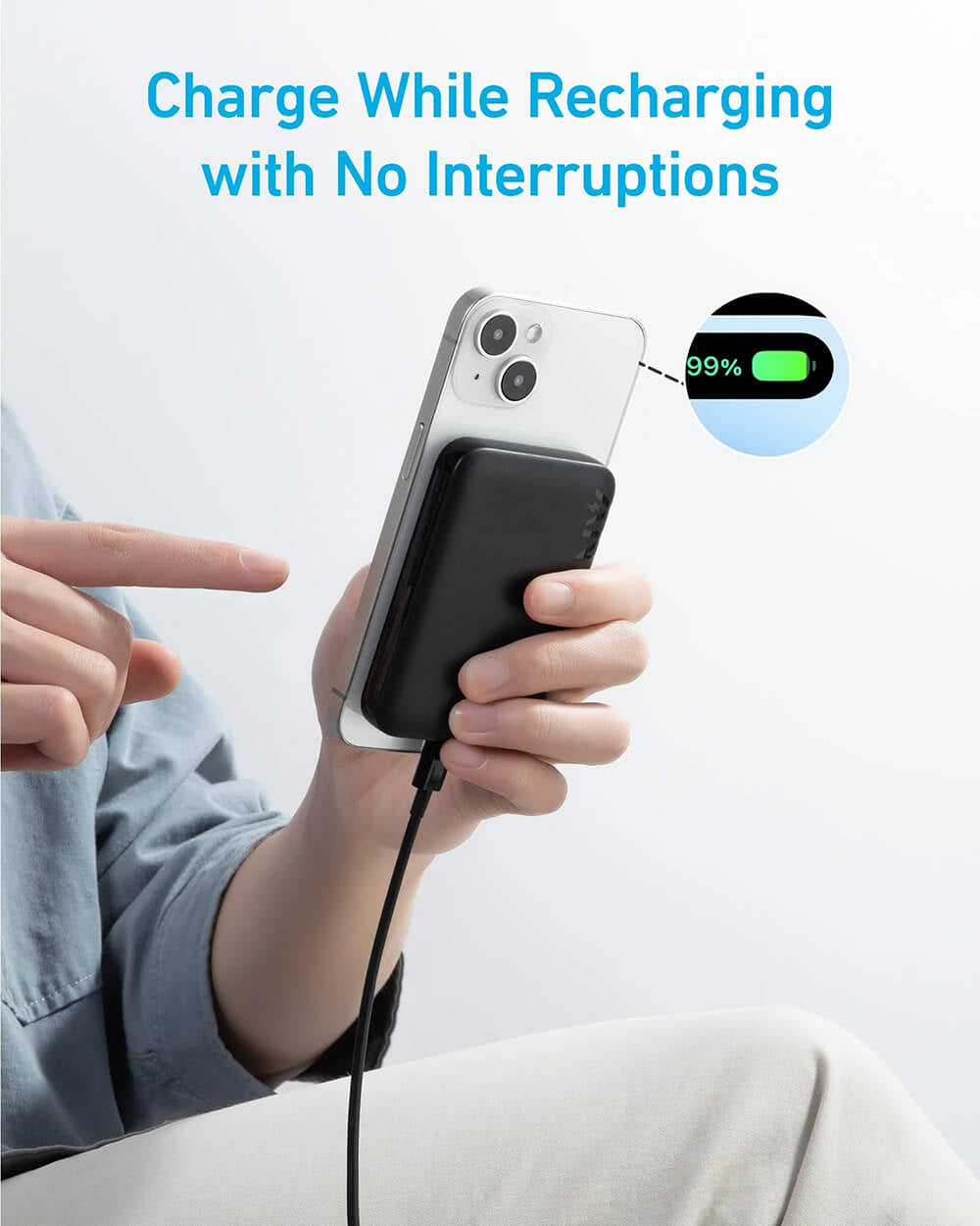 Anker 321 MagGo 5000mAh magnetni brezžični powerbank, črn