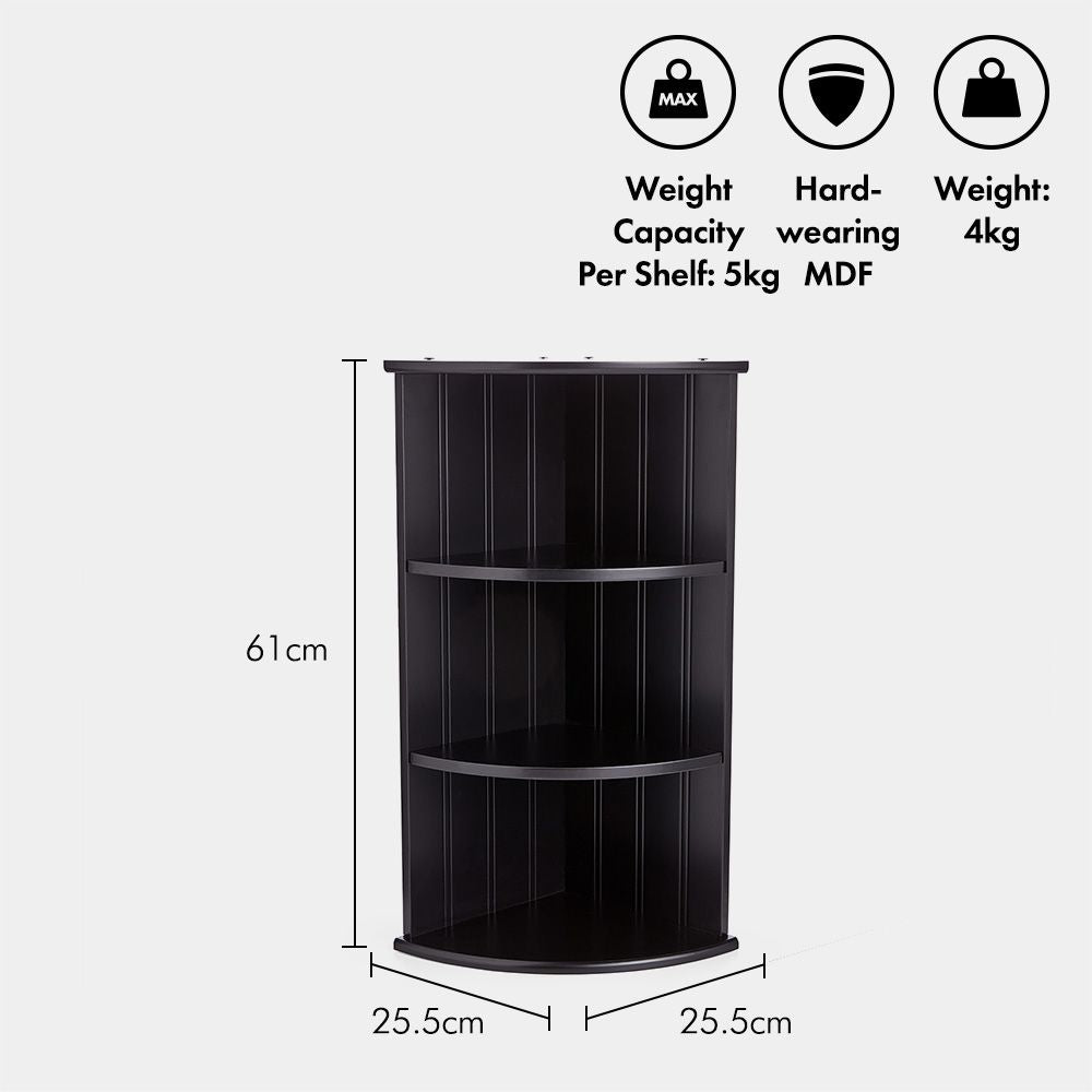 VonHaus črna kotna polica Shrewsbury