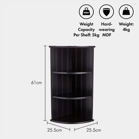 VonHaus črna kotna polica Shrewsbury