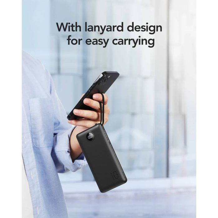 VEGER prenosna baterija z vgrajenimi kabli C10 10000 mAh, črna