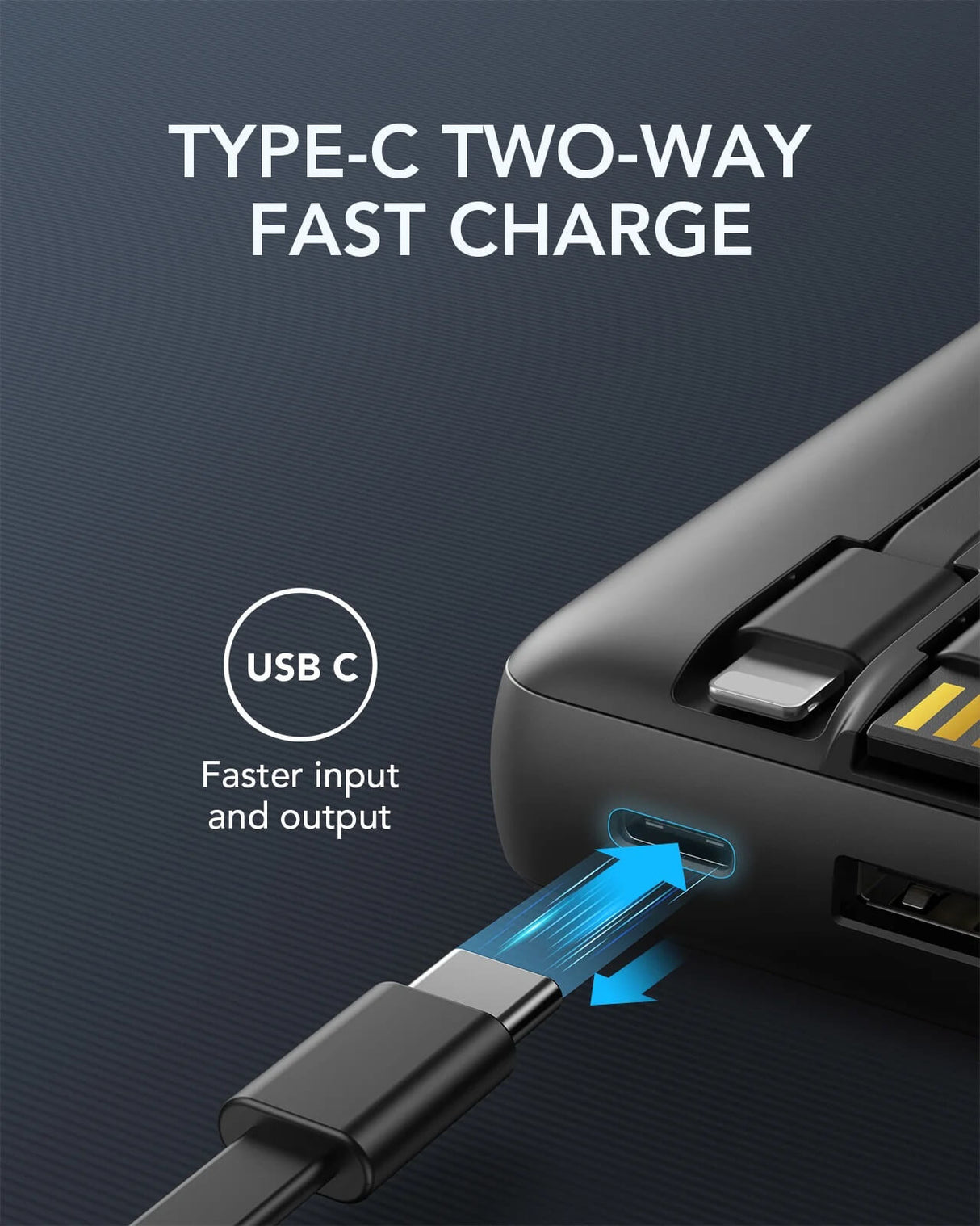 VEGER prenosna baterija z vgrajenimi kabli C20 20000 mAh, črna