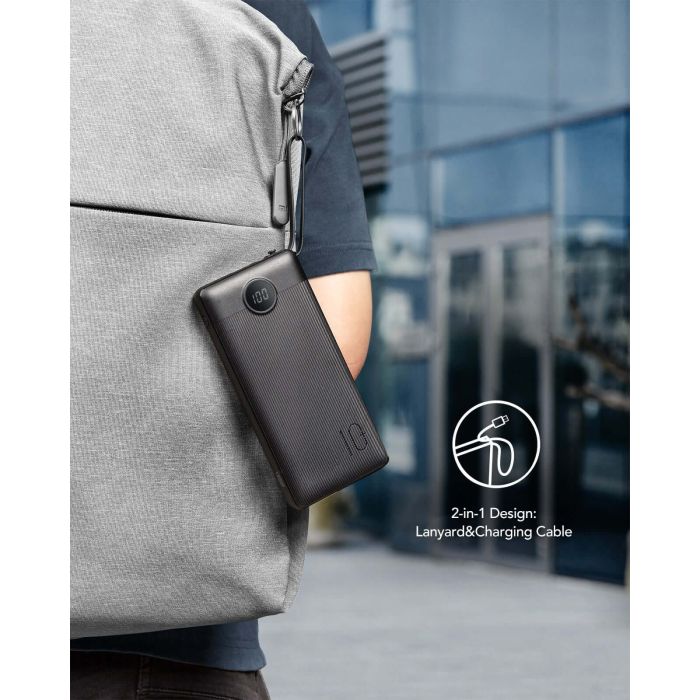 VEGER prenosna baterija z vgrajenimi kabli C20 20000 mAh, črna