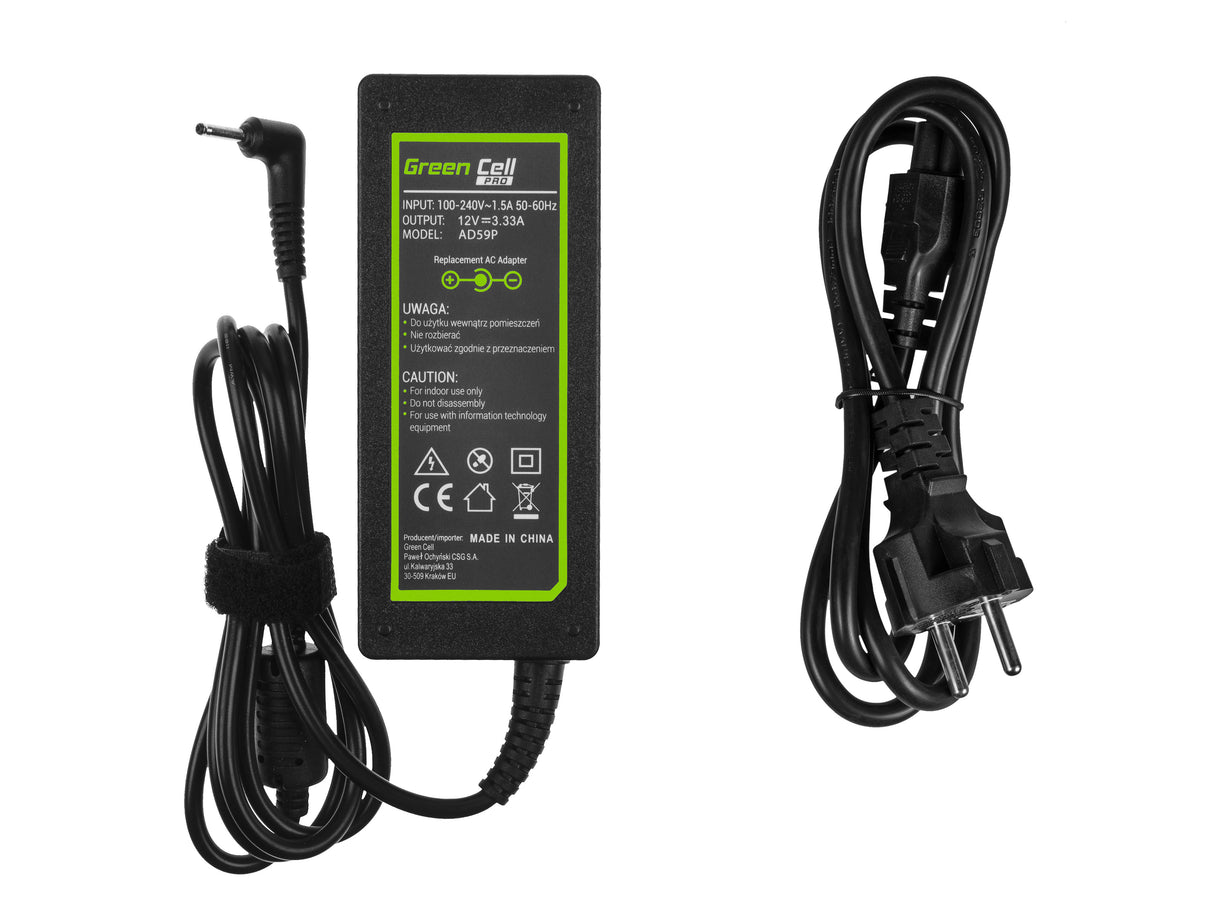 Green Cell PRO polnilec / AC Adapter 12V 3.33A 40W za Samsung 303C XE303C12 500C XE500C13 500T XE500T1C 700T XE700T1C