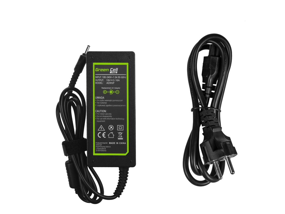 Green Cell PRO polnilec / AC Adapter 19V 3.16A 60W za Samsung NP730U3E ATIV Book 5 NP530U4E ATIV Book 7 NP740U3E