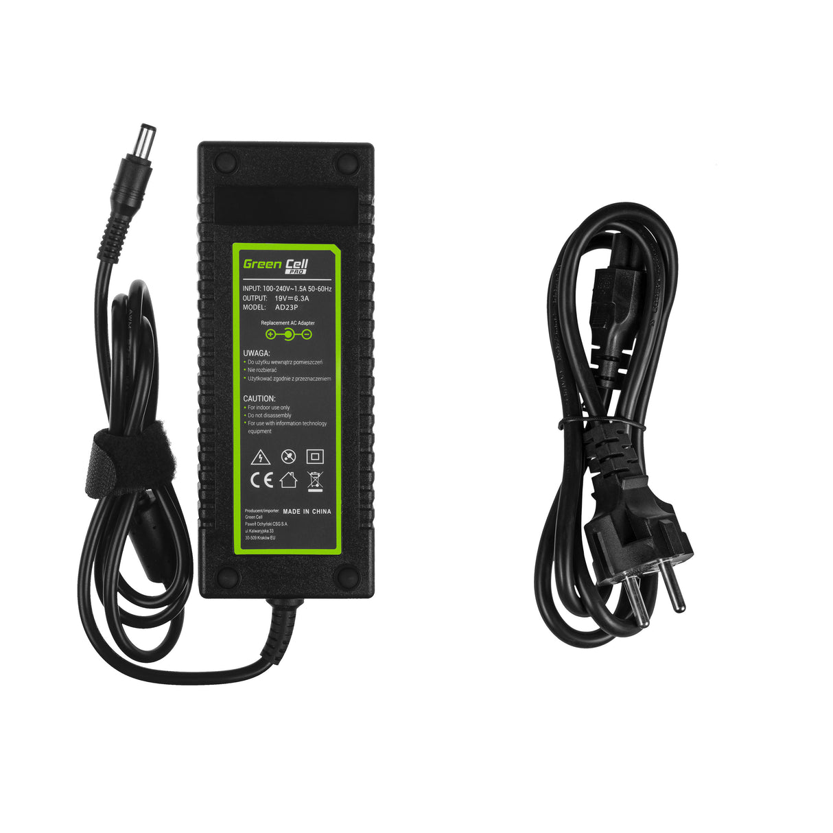 Green Cell PRO polnilec / AC Adapter 19V 6.3A 120W za Toshiba Satellite A35 P10 P15 P25